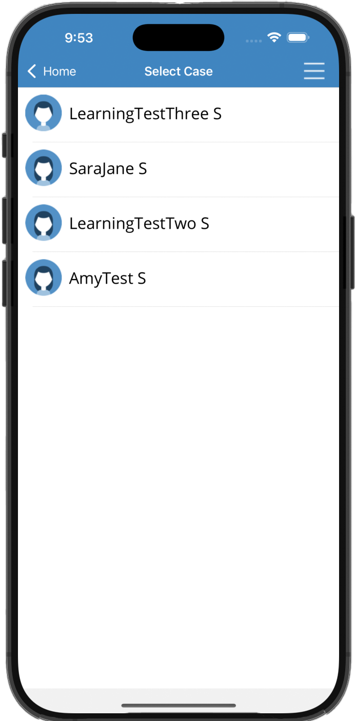 ATrack Mobile client cases list for behavior therapy