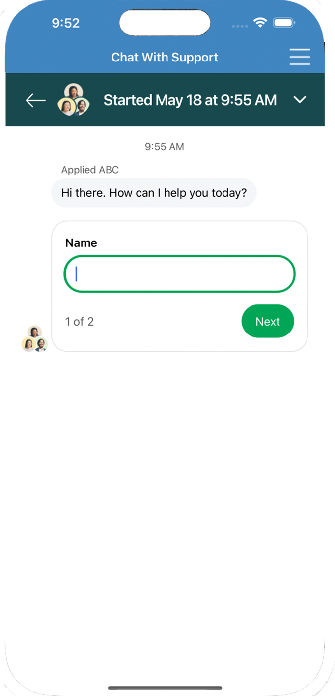 ATrack Mobile in-app support chat