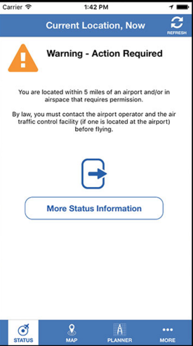 B4UFly action required airspace status