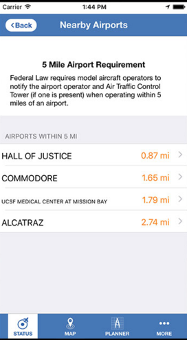 B4UFly nearby airports