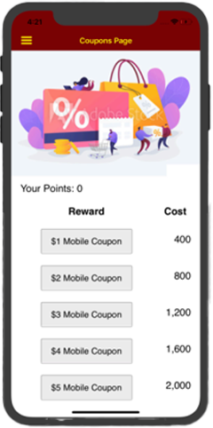 Club Holiday coupons redeemed with points