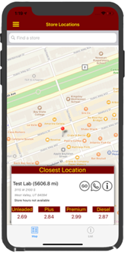 Club Holiday store locator with live fuel prices