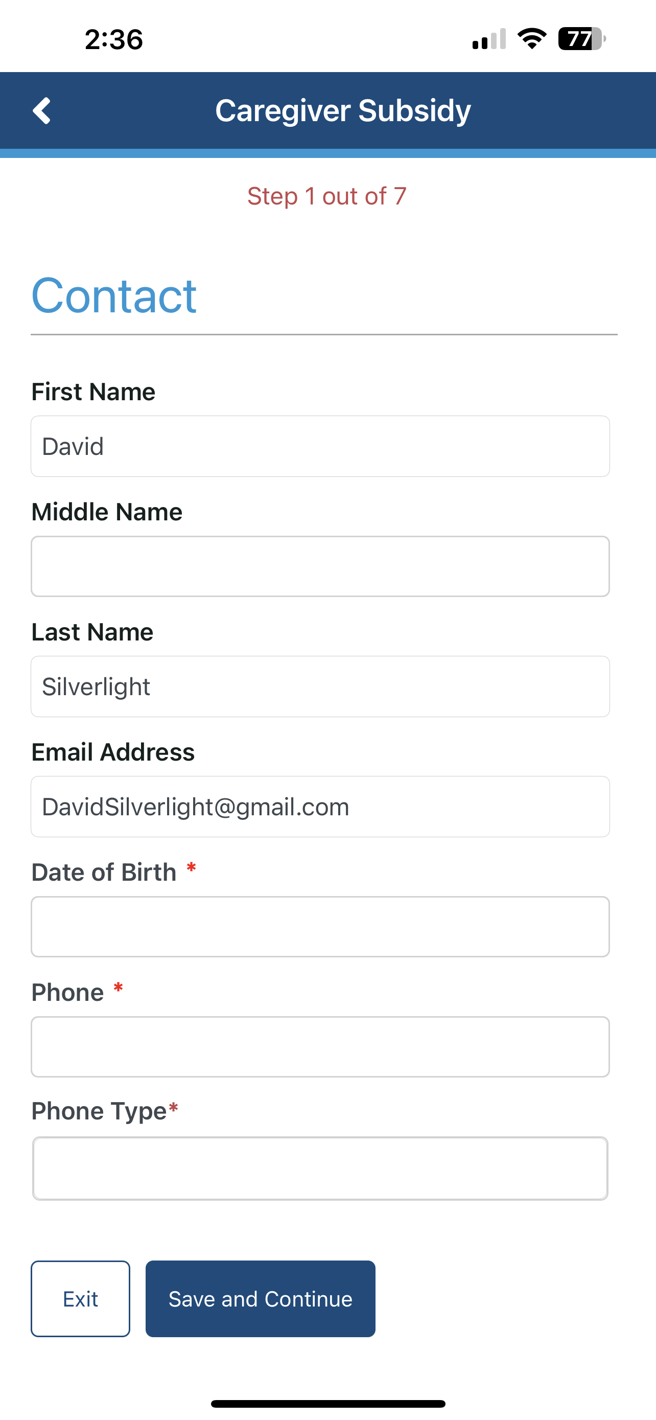 Kinship Navigator contact step