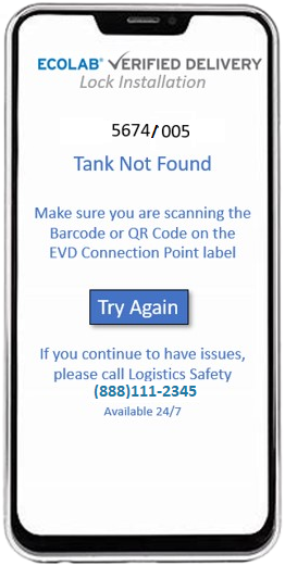 Nalco Lock App — scanned code validation