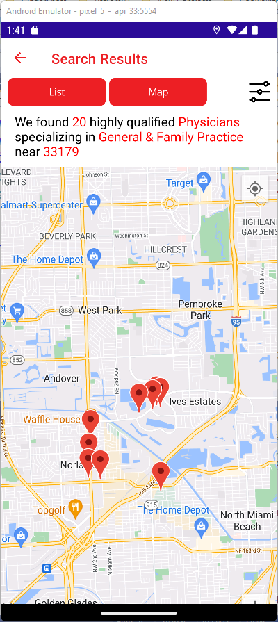 SearchMed map
