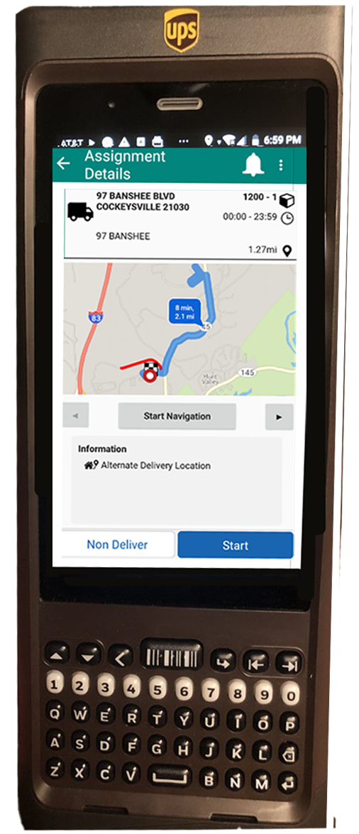 UPS DIAD 6 — assignment details with route navigation
