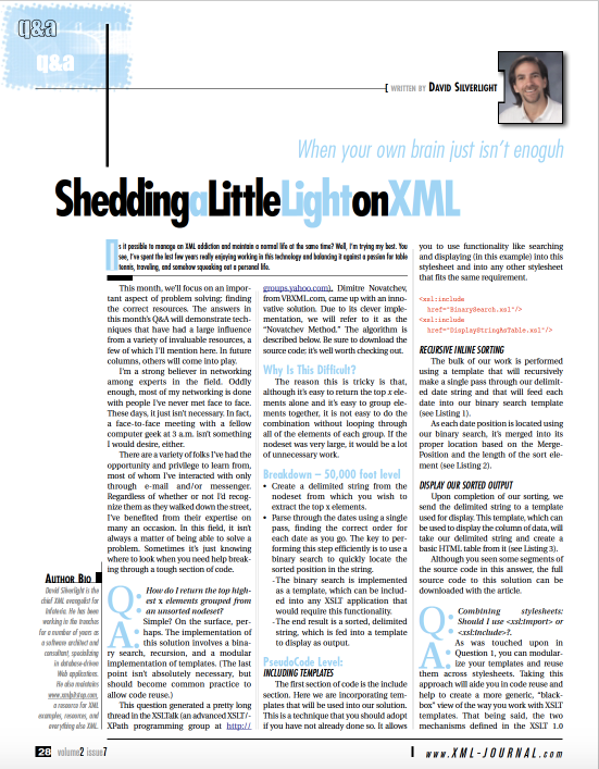 When Your Own Brain Isn't Enough — XML Journal, July 2001