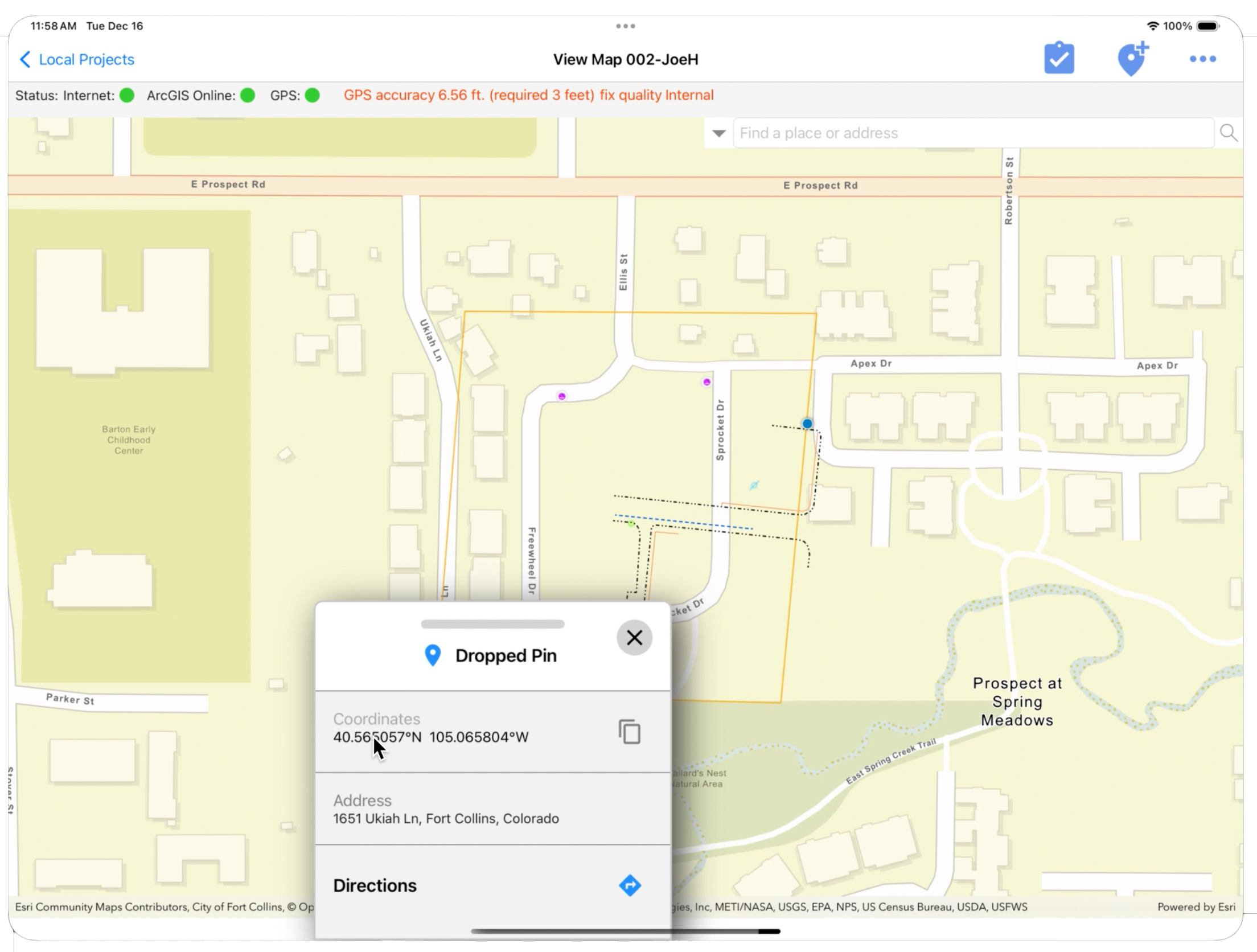 RamTech gMobile dropped map pin for asset inspection