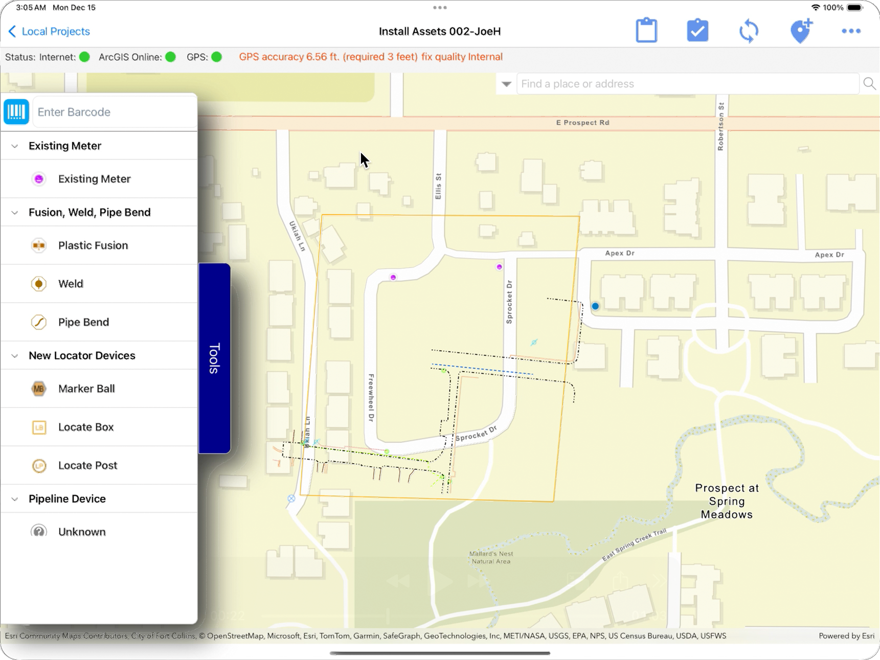 RamTech gMobile side navigation menu in .NET MAUI GIS field app